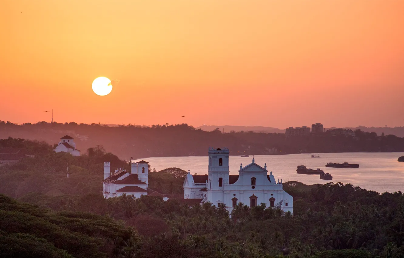 Photo wallpaper sunset, India, Old Goa