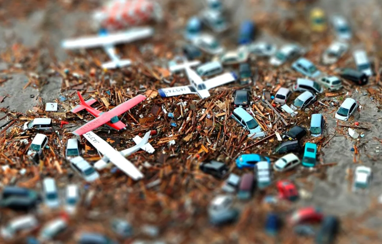 Photo wallpaper machine, macro, fragments, movement, earth, transport, model, figure