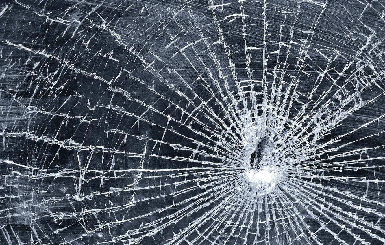 Photo wallpaper glass, cracked, web
