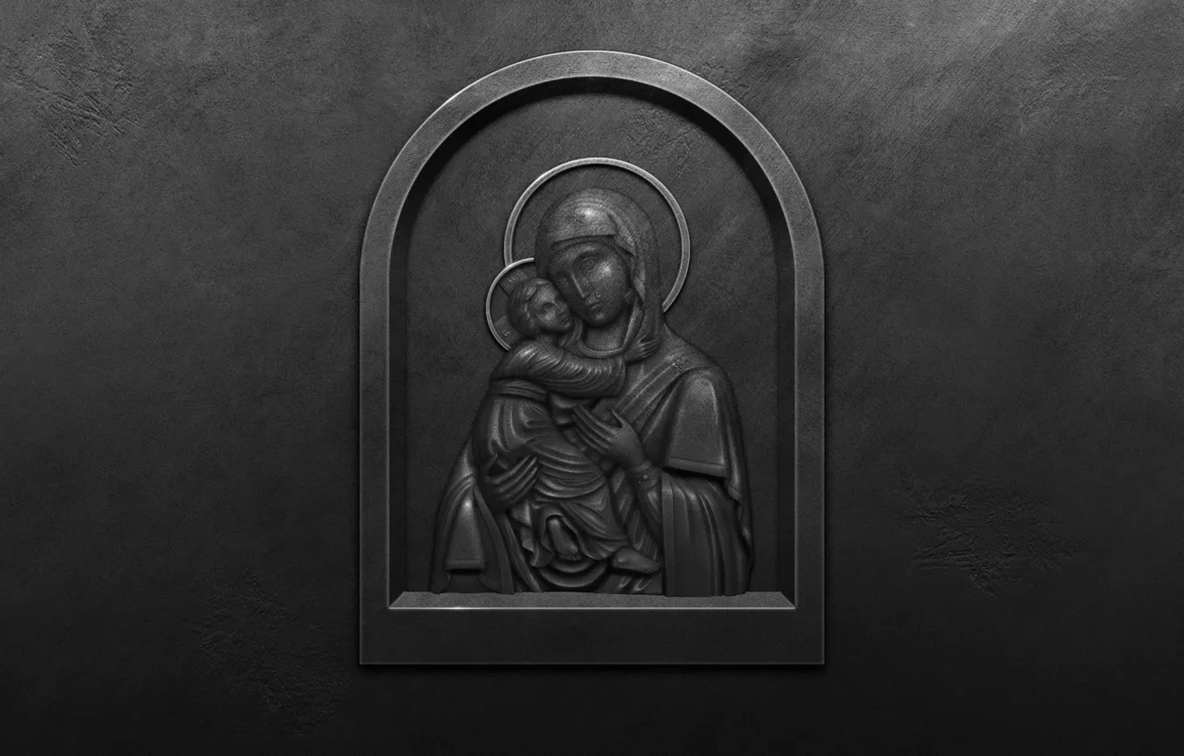Photo wallpaper metal, wall, image, tear, icon, Virgin, The Image Of The Blessed Virgin Mary