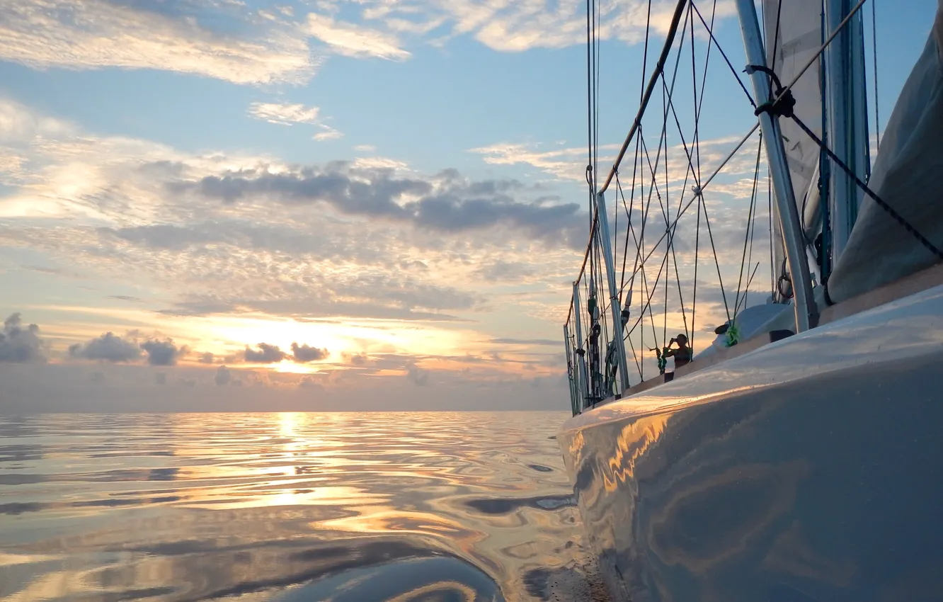 Photo wallpaper sea, the sun, the way, yacht