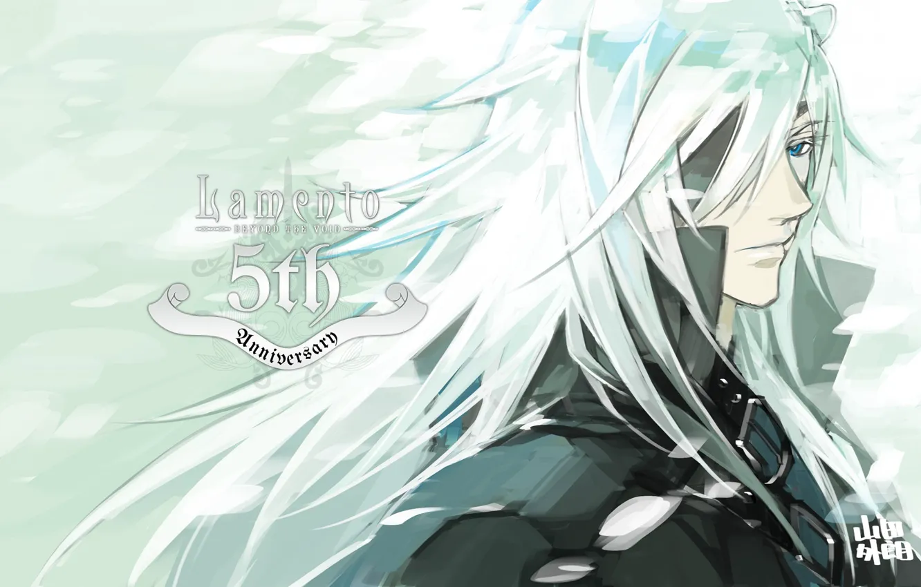 Photo wallpaper face, the demon, ears, white hair, eye patch, visual novel, Rai, Lamento