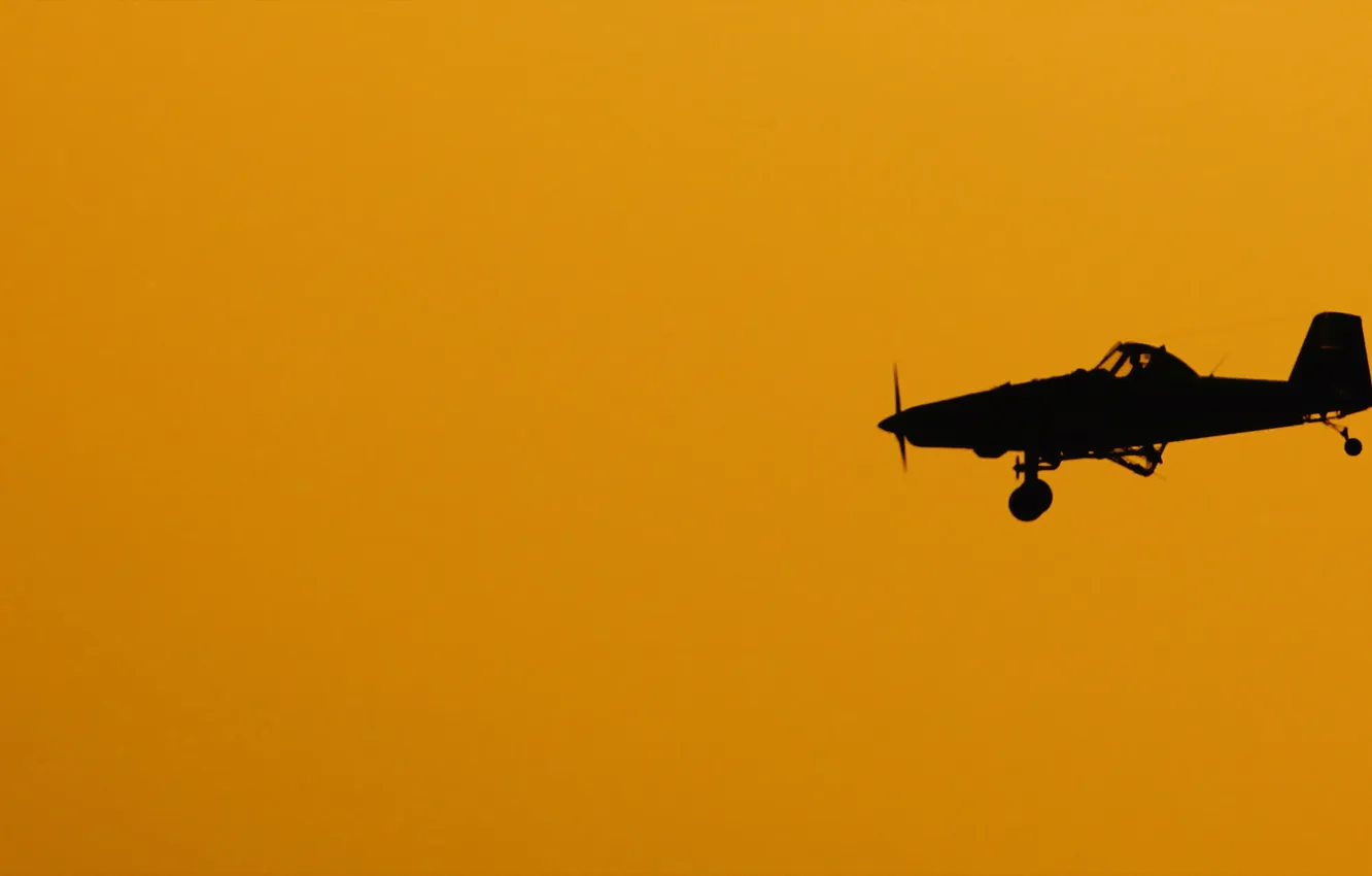Photo wallpaper the sky, silhouette, the plane