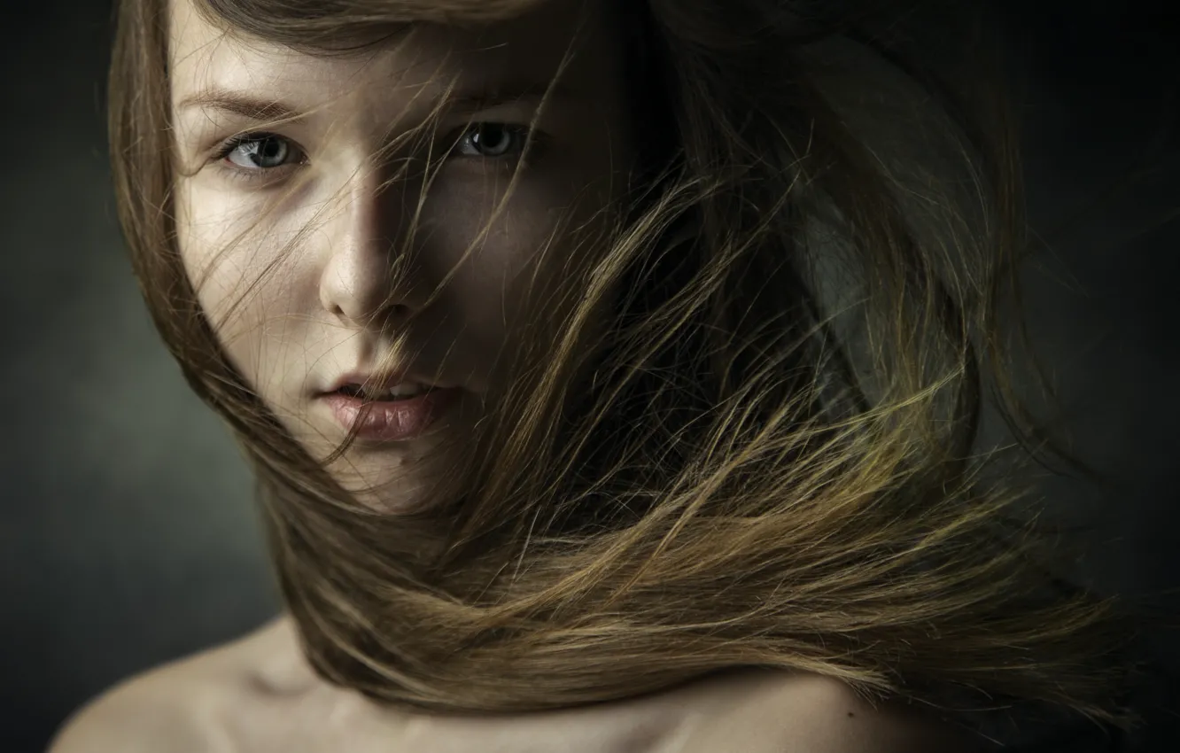 Photo wallpaper eyes, look, girl, hair, portrait, photographer, Dmitry Fevralev