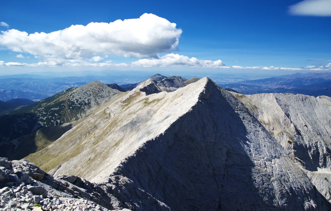 Photo wallpaper clouds, mountains, tops