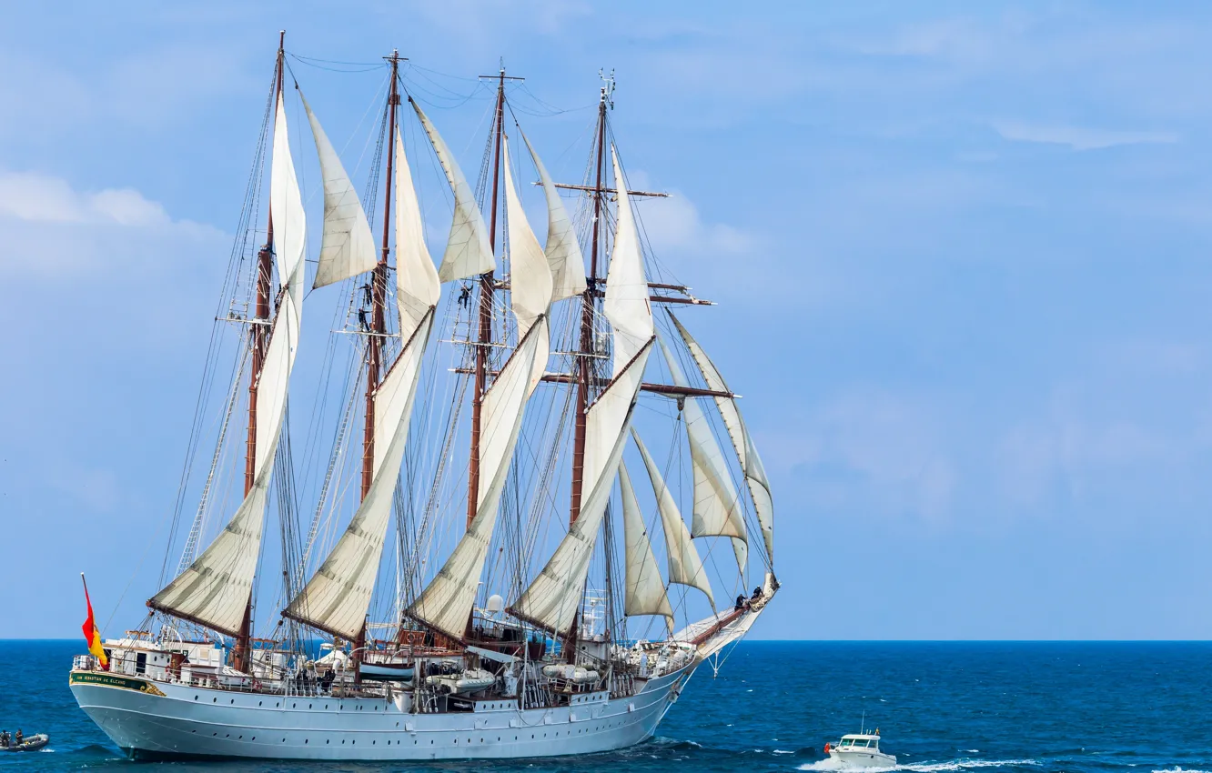 Photo wallpaper sea, sailboat, boat, schooner, Juan Sebastian de Elcano
