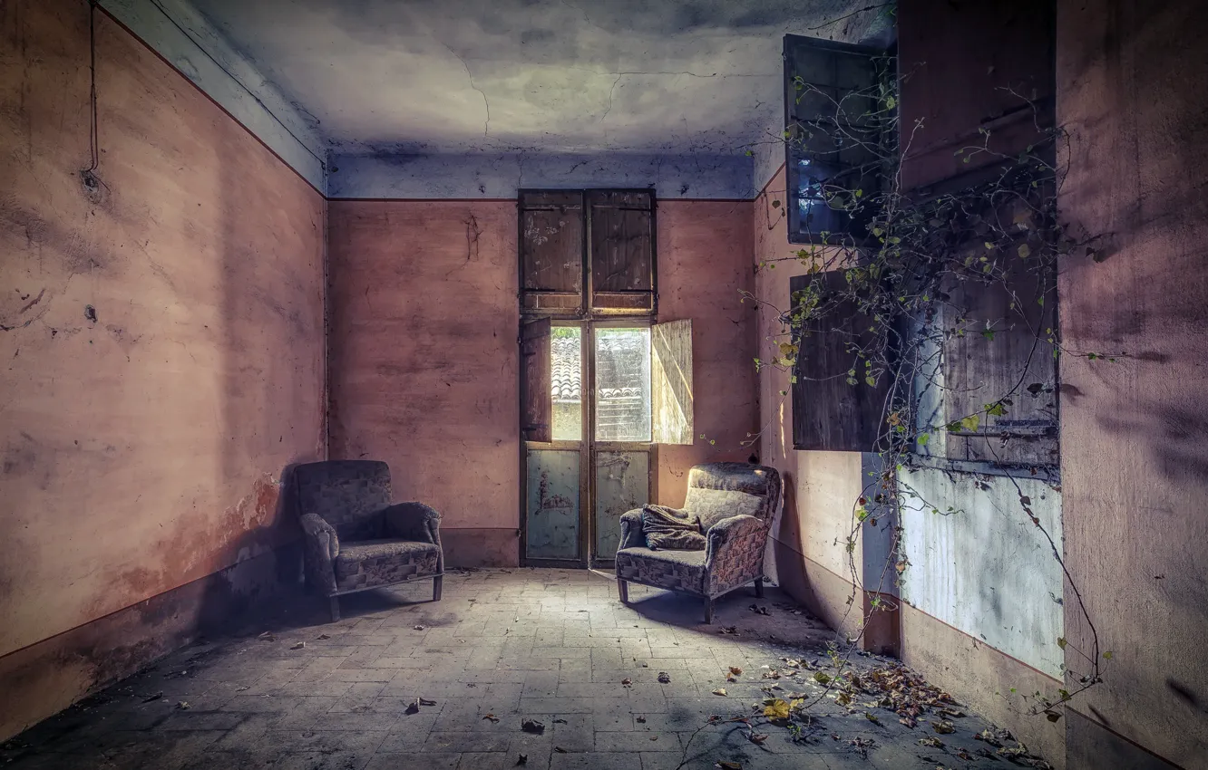 Photo wallpaper room, window, chairs