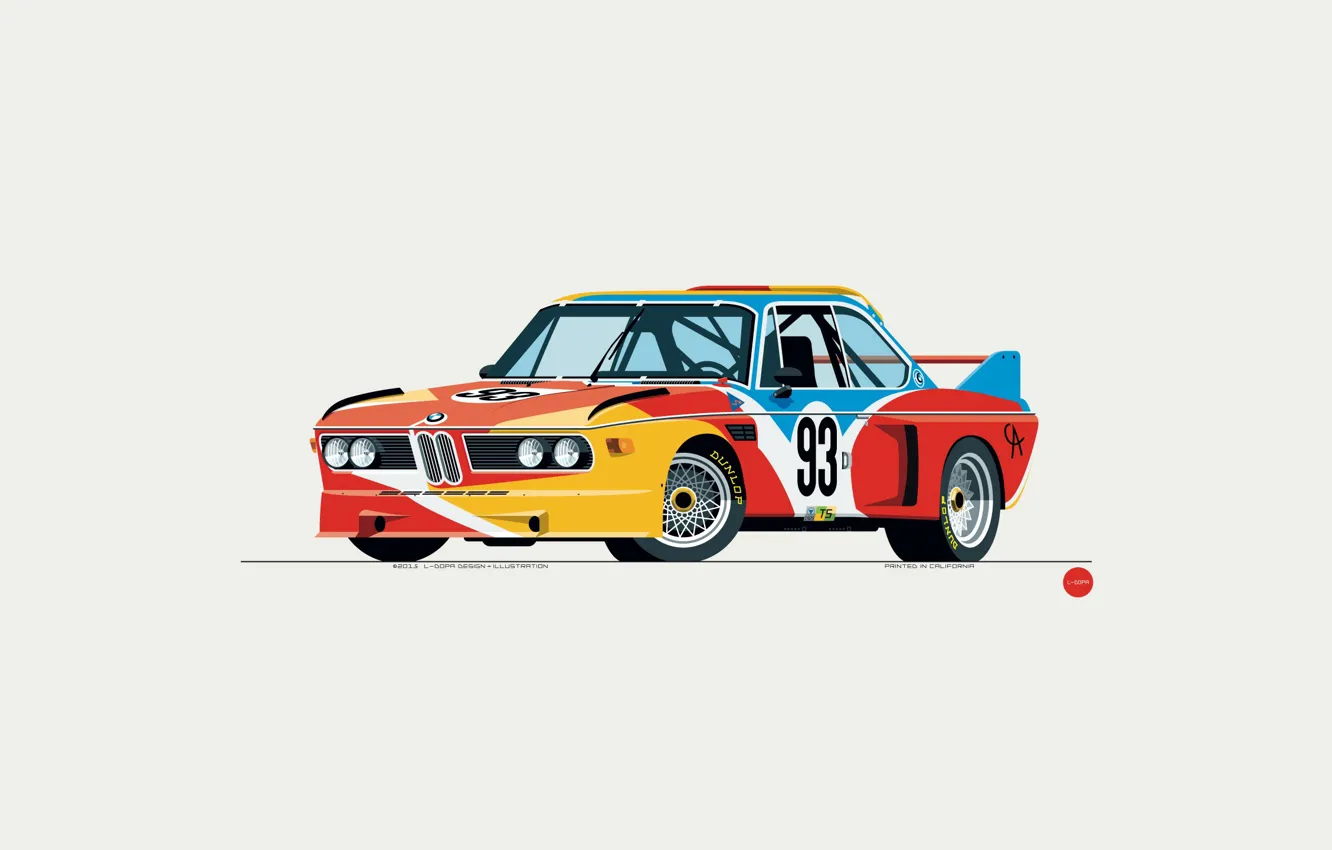 Photo wallpaper Auto, Minimalism, Figure, BMW, Machine, Art, 1975, CSL