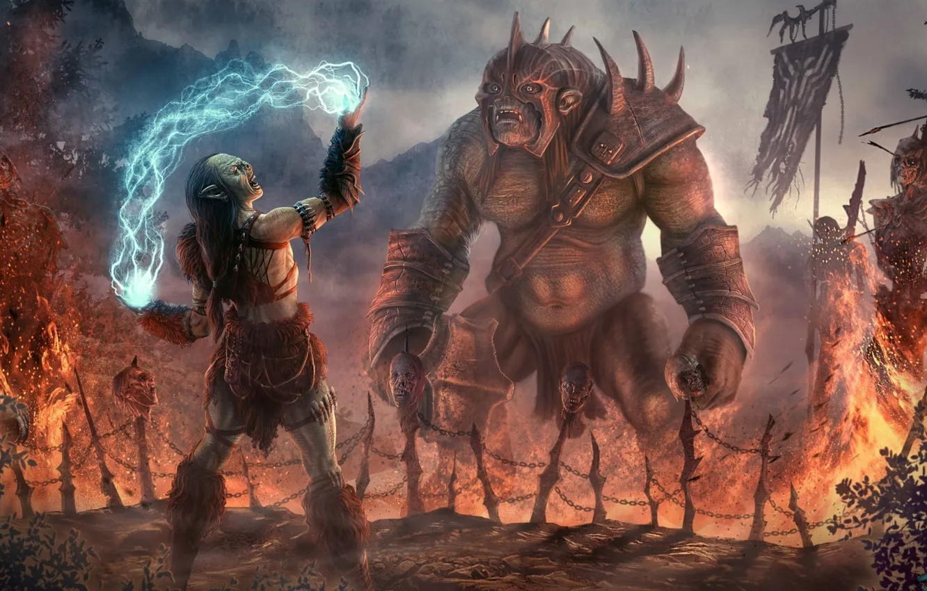 Photo wallpaper fantasy, magic, armor, dead, art, background, body, troll