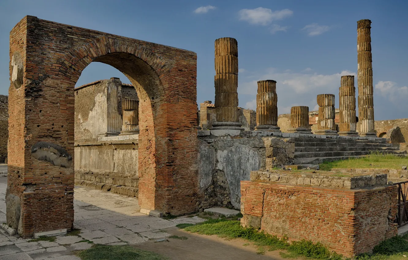 Photo wallpaper Italy, ruins, architecture, column, Pompeii, excavations