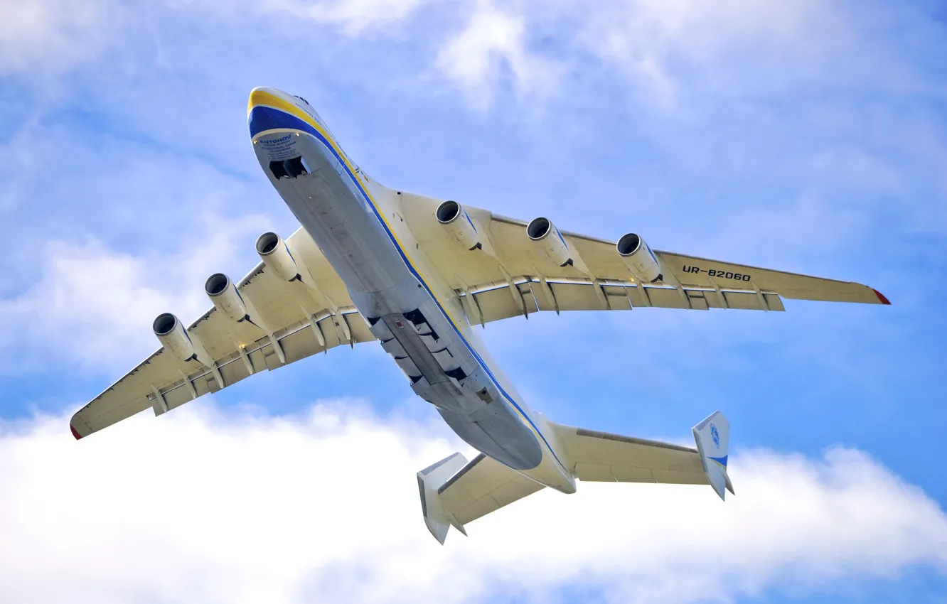 Photo wallpaper The sky, Clouds, The plane, Wings, Engines, Dream, Ukraine, Mriya