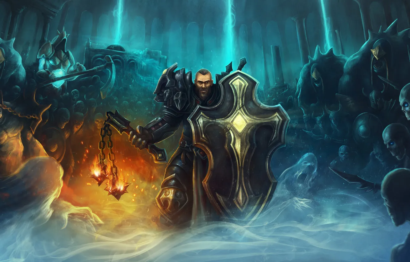 Photo wallpaper shield, Diablo 3, Crusader, army of darkness