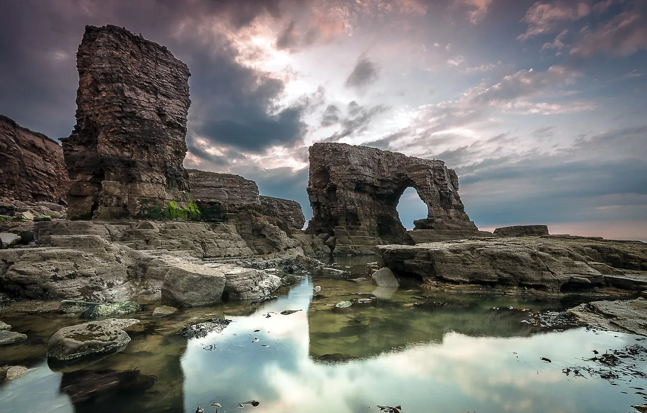Photo wallpaper sea, landscape, rocks
