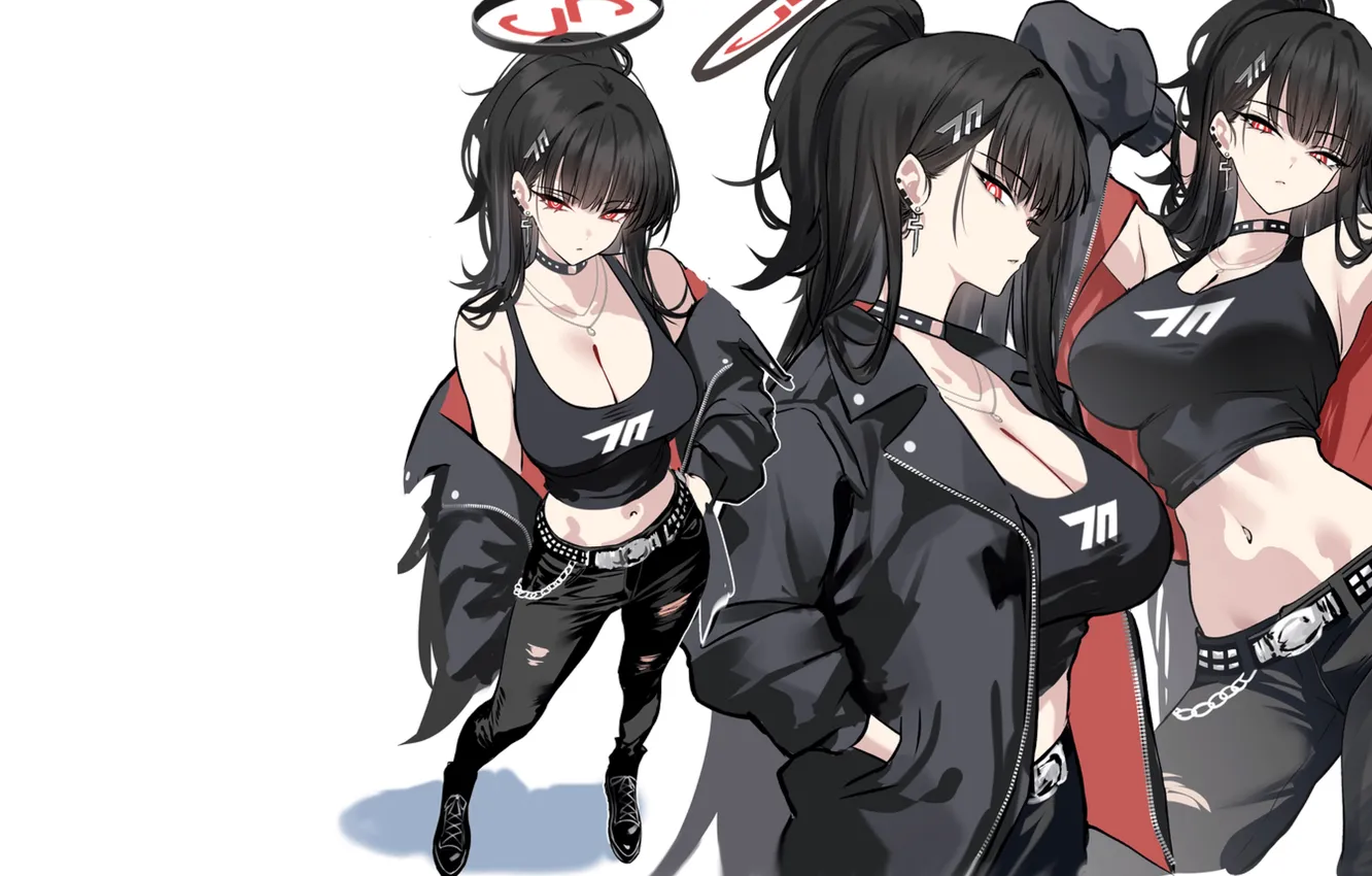 Photo wallpaper girl, hot, sexy, black, cleavage, boobs, anime, pretty