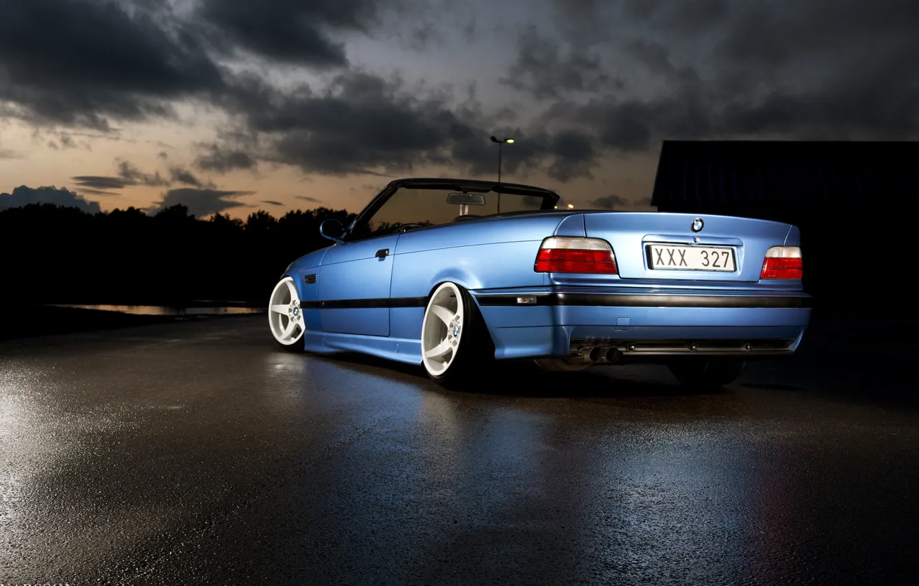 Photo wallpaper blue, bmw, BMW, blue, stance, e36