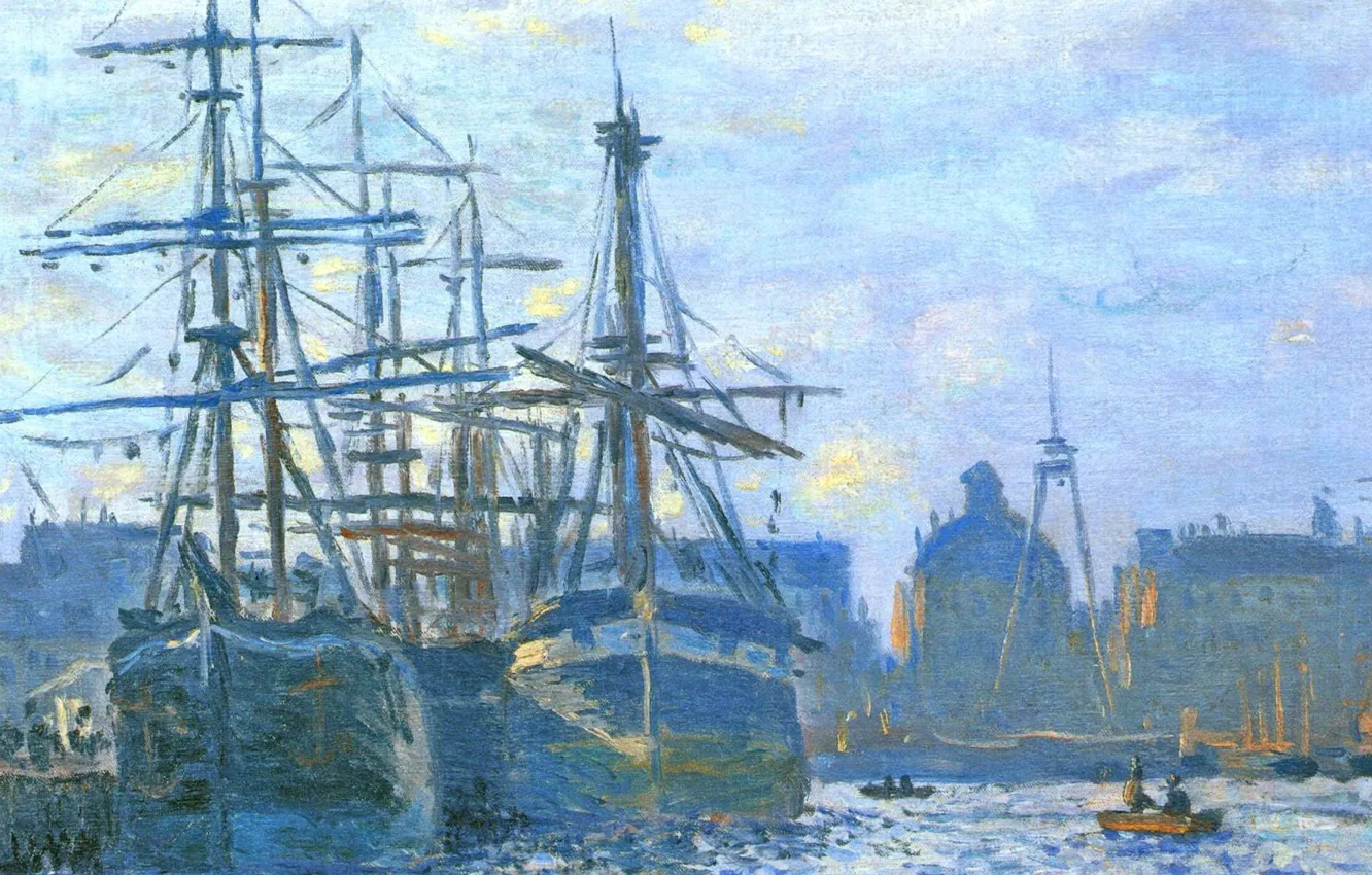 Photo wallpaper landscape, the city, picture, port, Claude Monet