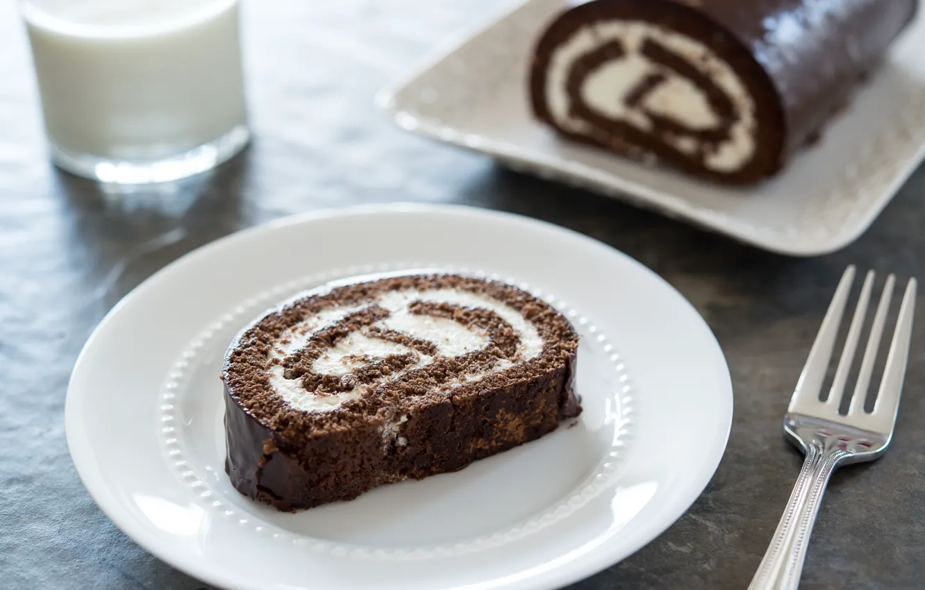 Photo wallpaper milk, cream, chocolate, roll