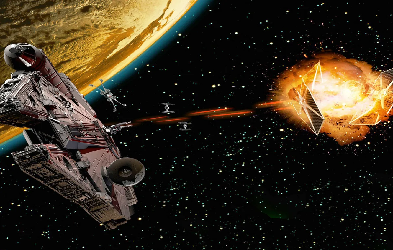 Photo wallpaper fiction, planet, Star Wars, Star wars, starship