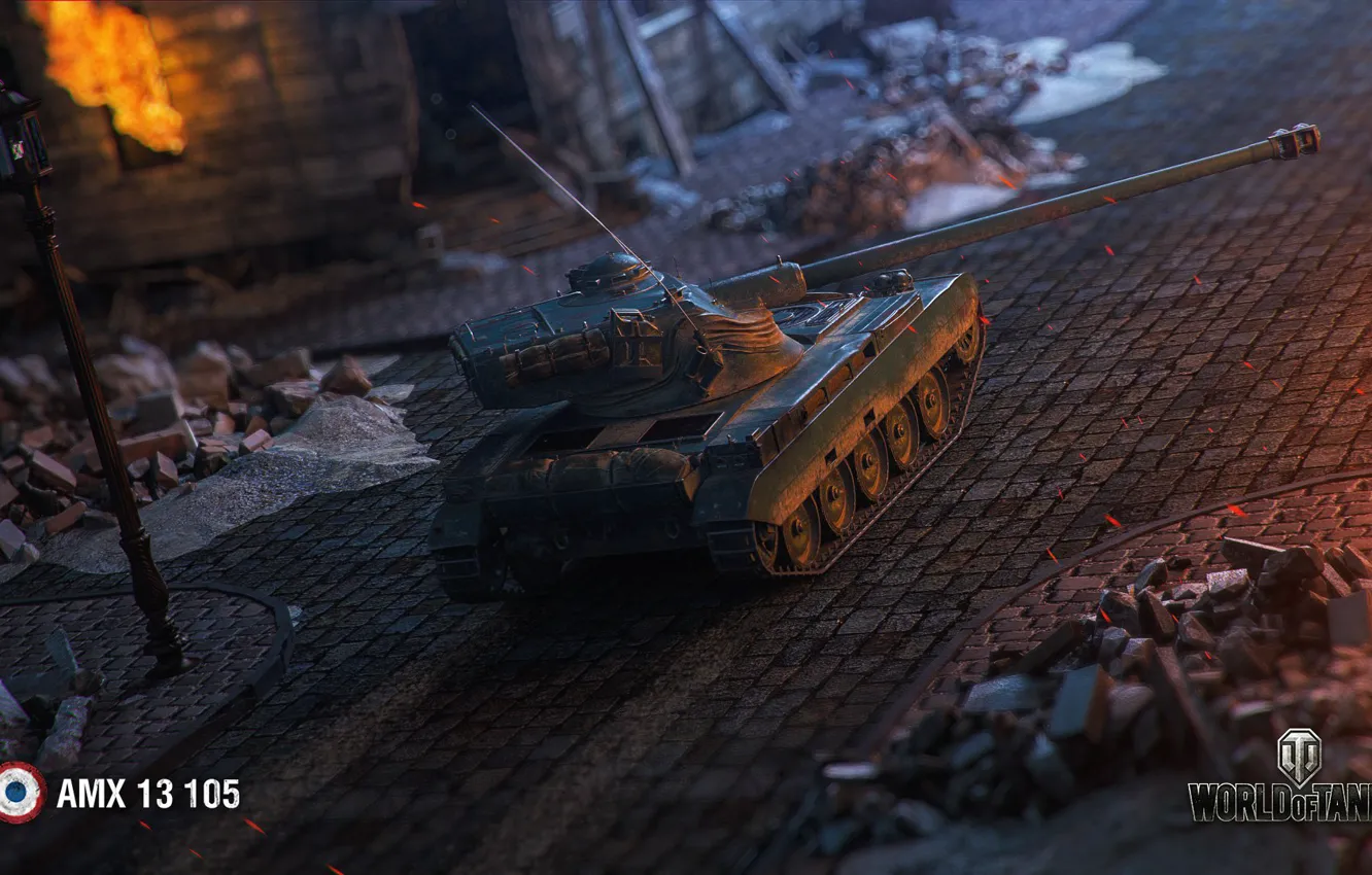 Photo wallpaper the city, fire, the game, France, tanks, wot, world of tanks, World of Tanks