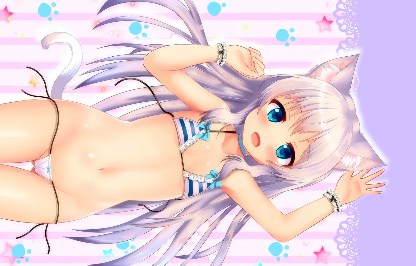 Photo wallpaper girl, sexy, Cameltoe, cleavage, long hair, boobs, animal ears, sexy girl