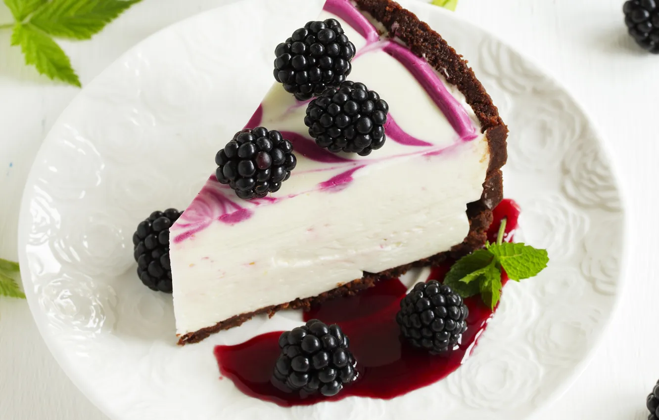 Photo wallpaper pie, mint, BlackBerry, BlackBerry sauce