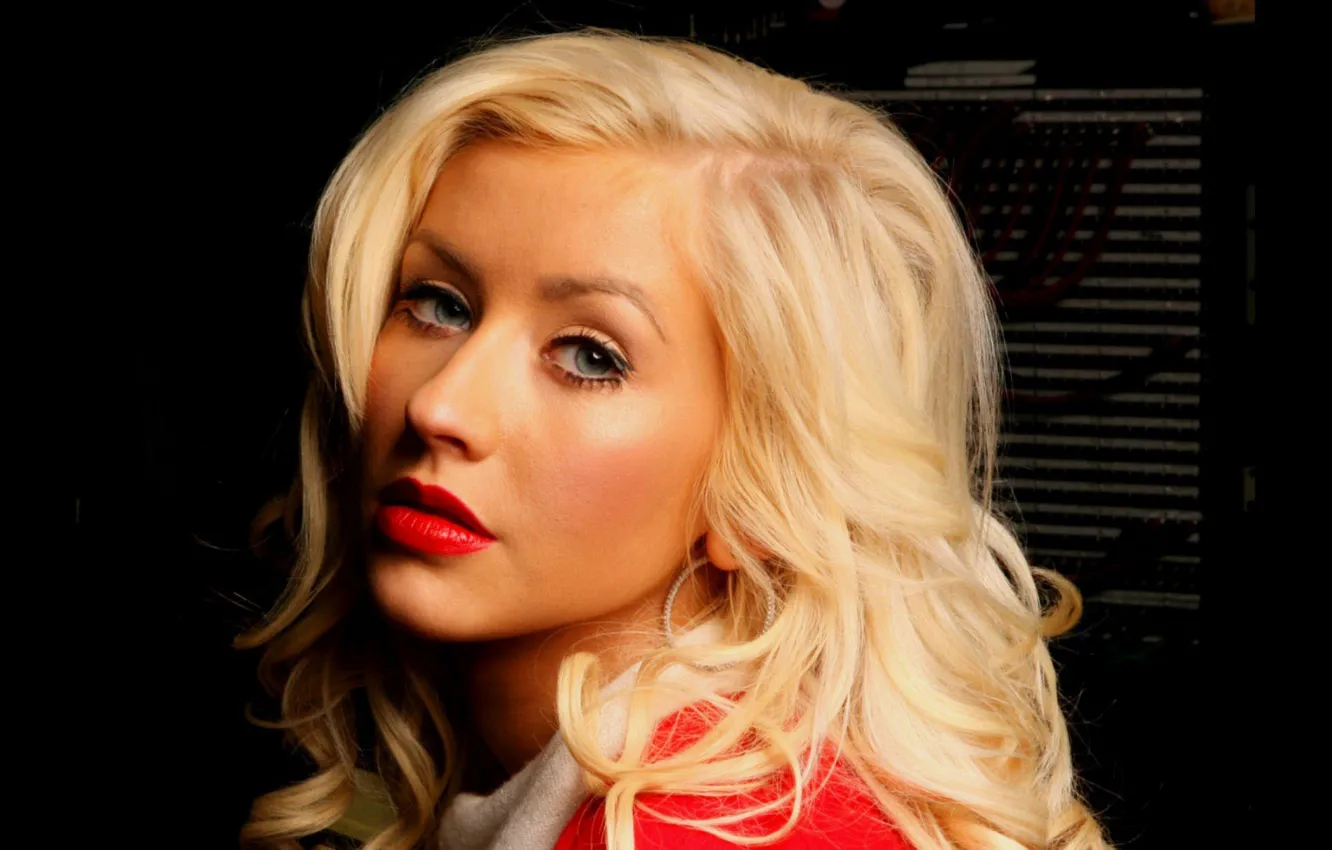 Photo wallpaper look, model, lipstick, blonde, lips, Christina Aguilera