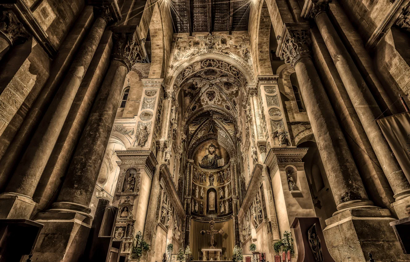 Photo wallpaper Italy, Cathedral, Duomo, Sicily, Cefalu
