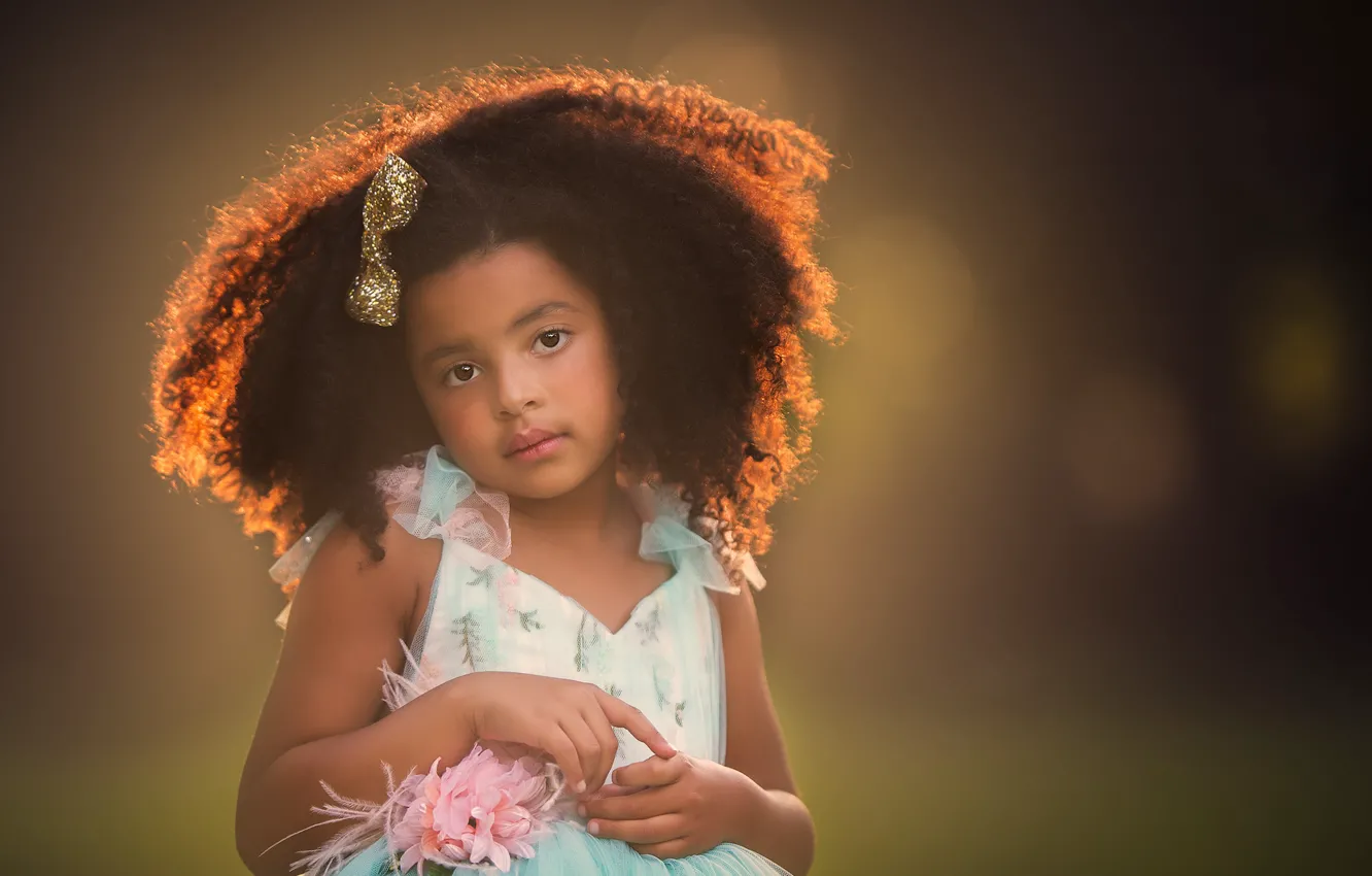 Photo wallpaper look, background, girl, curls