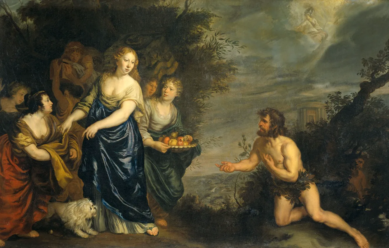Photo wallpaper oil, picture, canvas, mythology, Odysseus and Nausicaa, Joachim von Sandrart