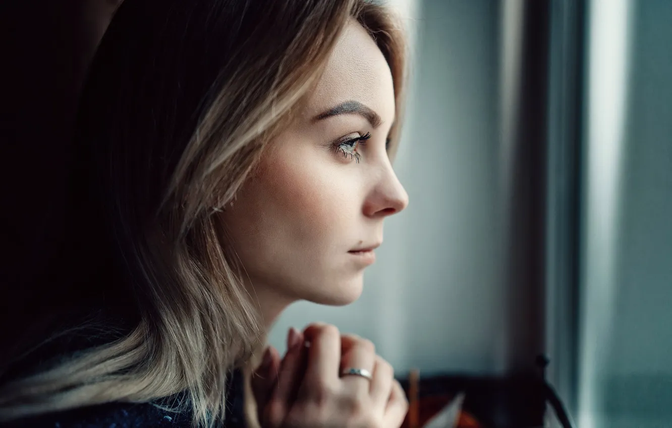 Photo wallpaper look, girl, face, sweetheart, model, portrait, makeup, blonde