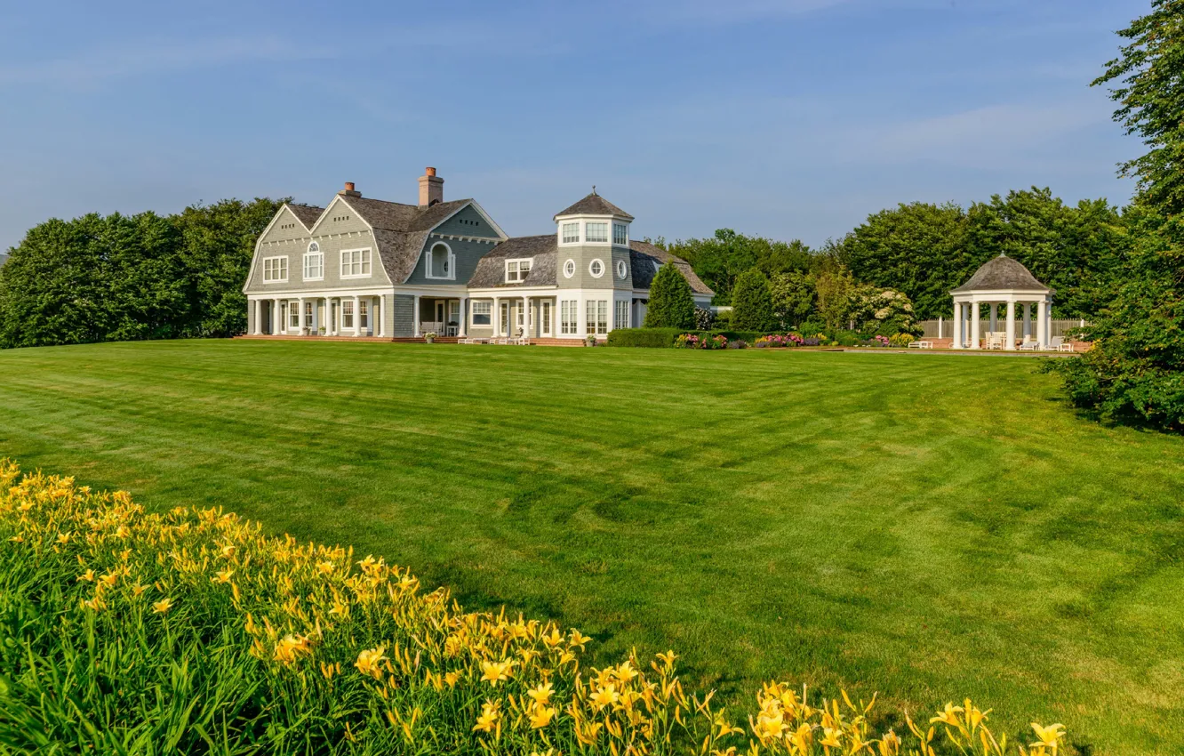 Photo wallpaper field, Park, Villa