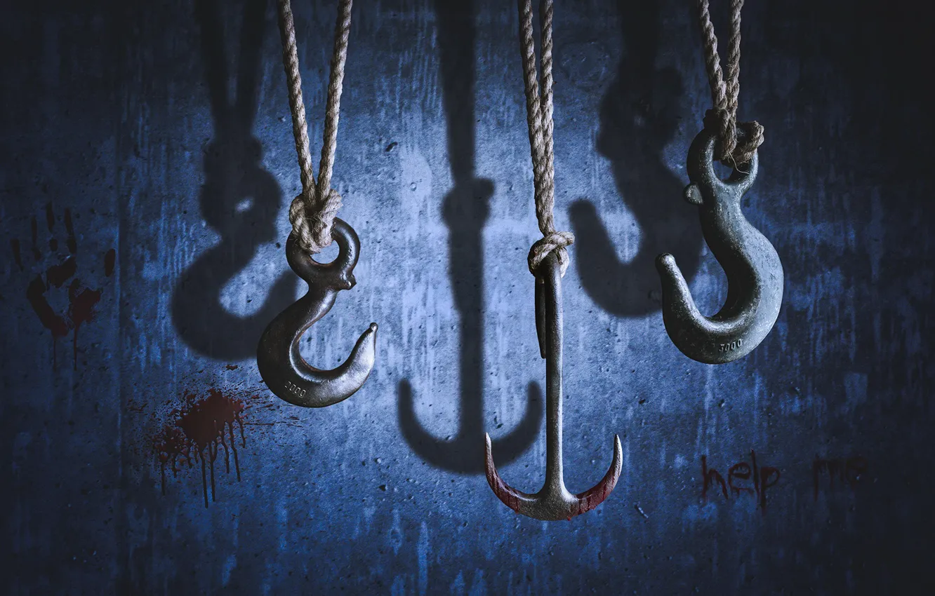 Photo wallpaper Halloween, blood, Hooks, Wrong Place, Wrong Time, help me