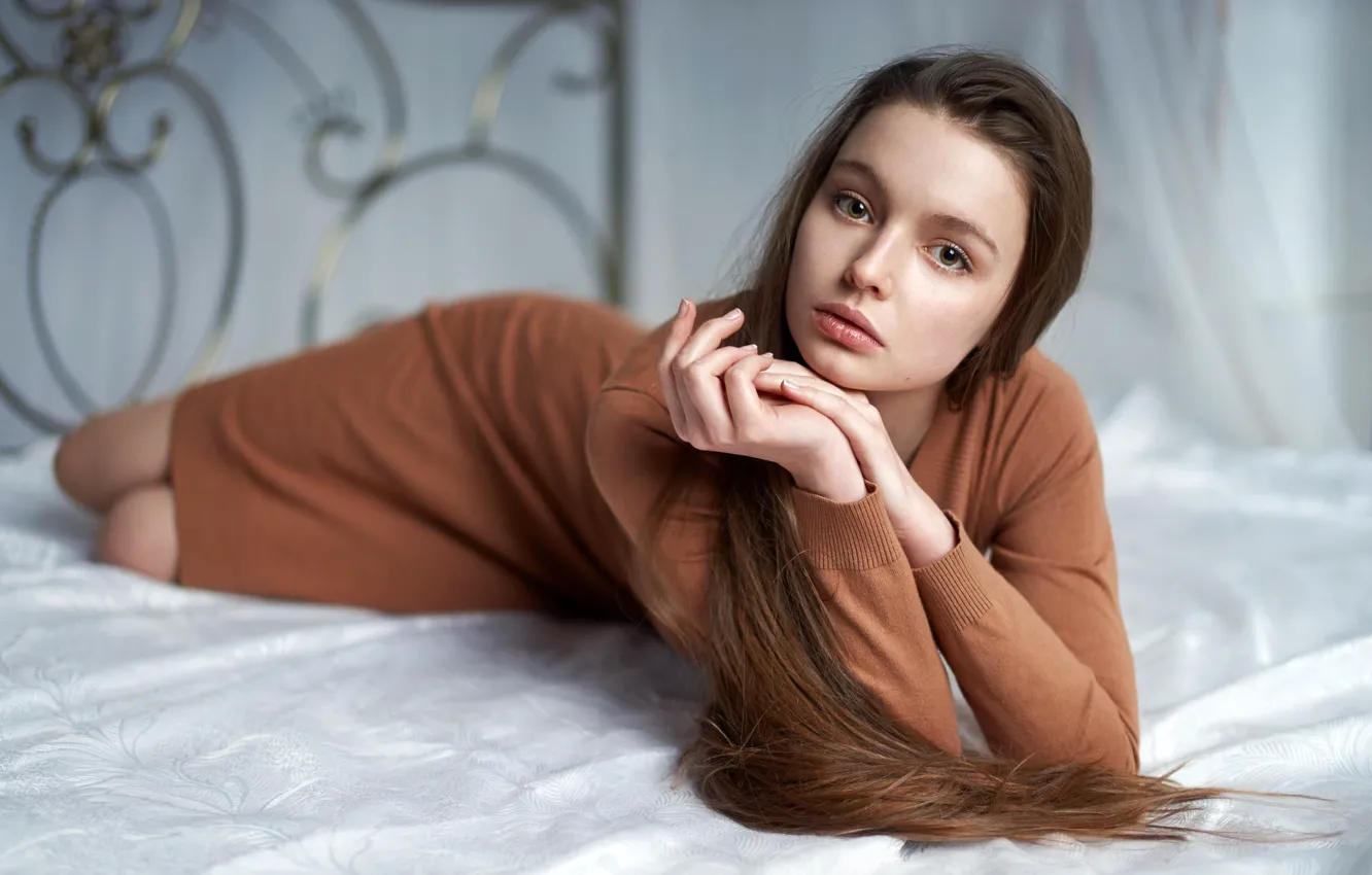 Photo wallpaper look, pose, model, portrait, makeup, figure, dress, hairstyle