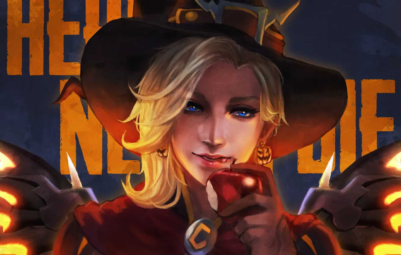 Photo wallpaper hat, Angela Ziegler, girl, witch, Overwatch, Dr., medic