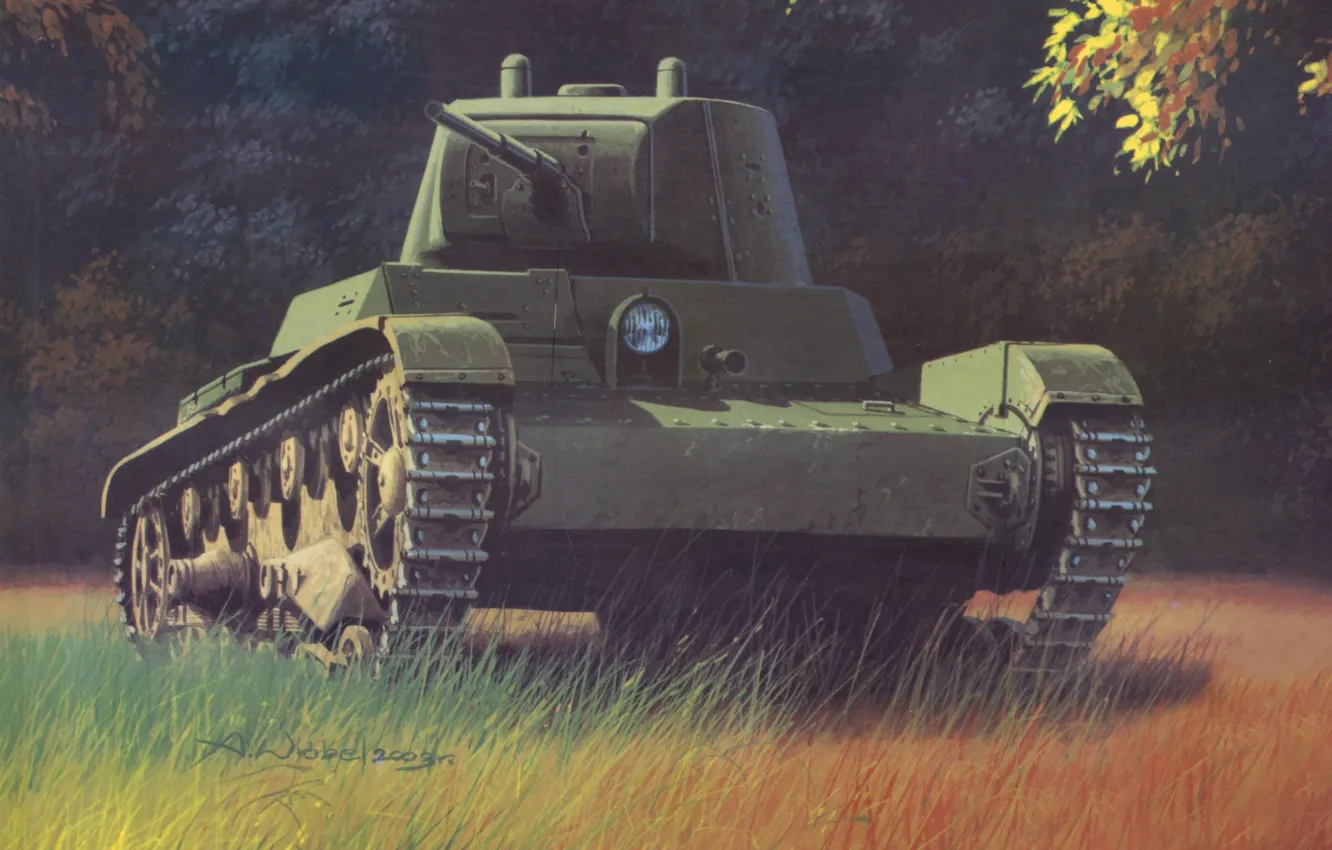 Photo wallpaper war, figure, art, tank, Soviet, easy, tank, based