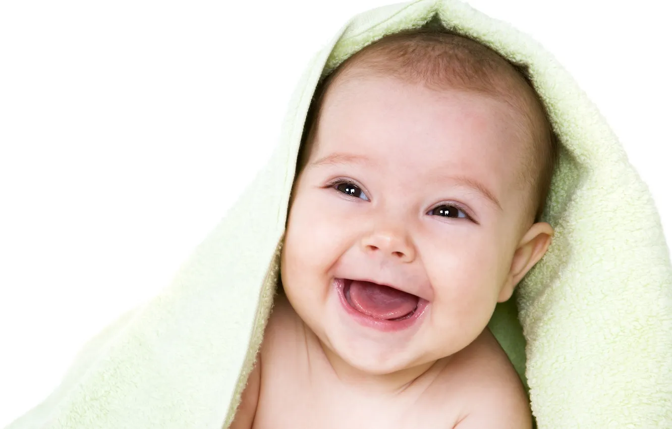 Photo wallpaper smile, towel, baby, child, smile, beautiful, beautiful, towel