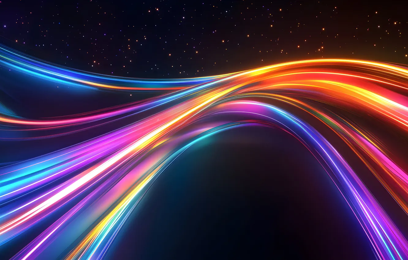 Photo wallpaper Abstract, Galaxy, Energy, Dynamic, Futuristic, Cosmic, Stars in sky, Neon trails