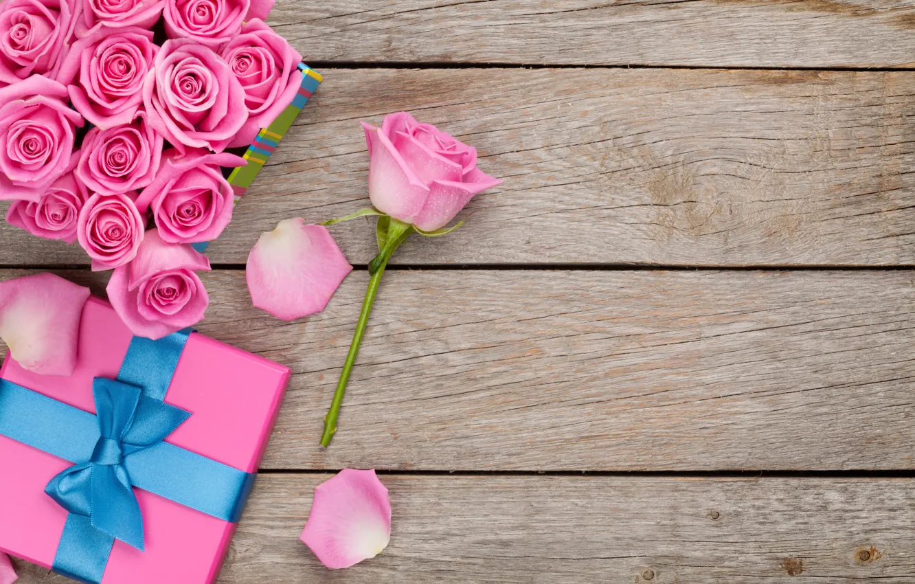 Photo wallpaper roses, love, pink, romantic, sweet, gift, petals, roses
