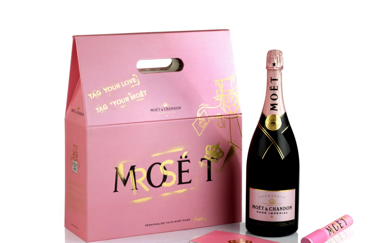 Photo wallpaper box, bottle, champagne, packaging, Moet & Chandon