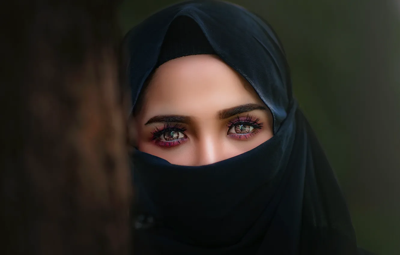 Photo wallpaper eyes, look, eyes, sight, The veil, Paranja