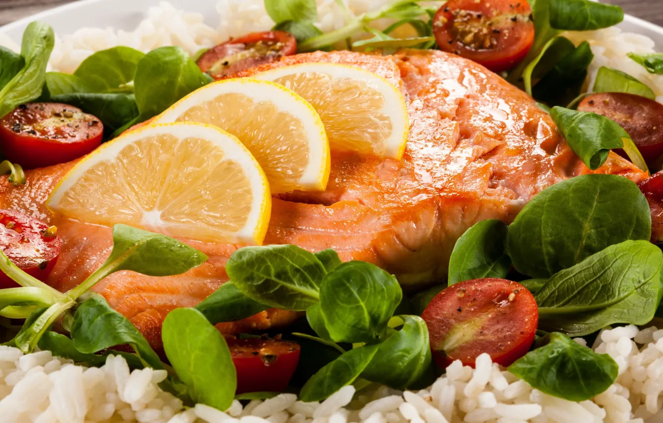 Photo wallpaper food, fish, dish