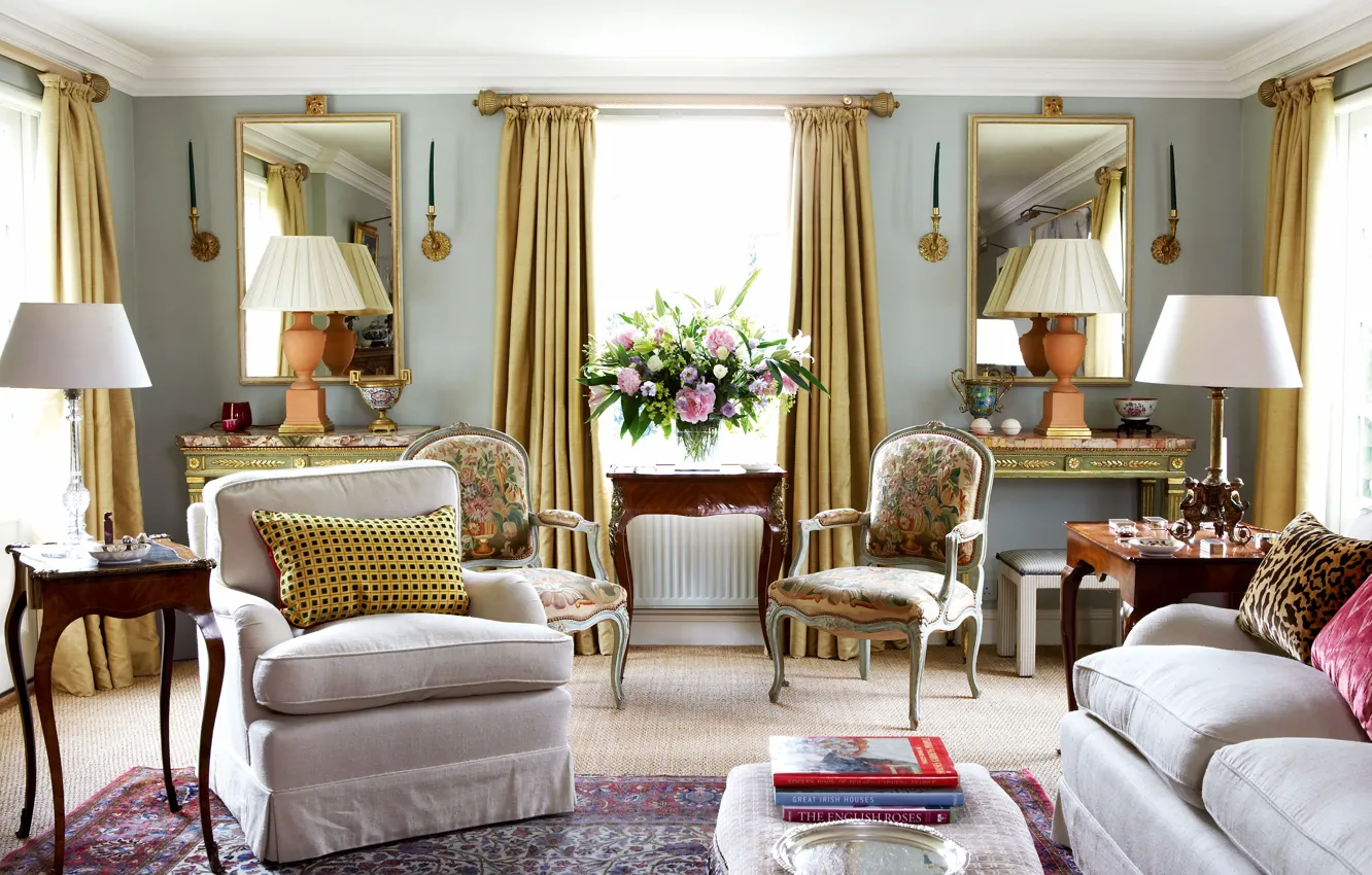 Photo wallpaper interior, living room, Provence style