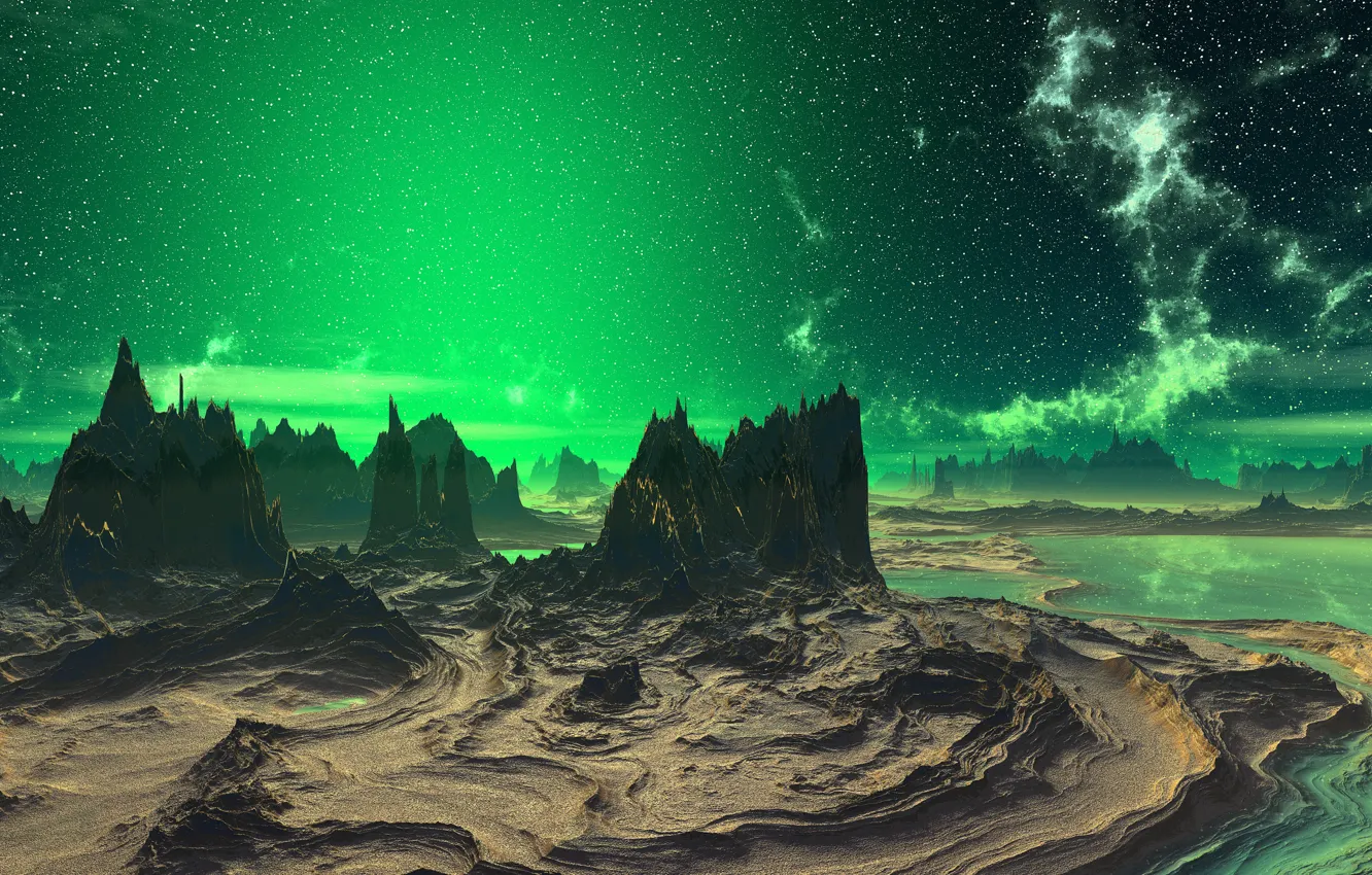 Photo wallpaper stars, lights, landscape