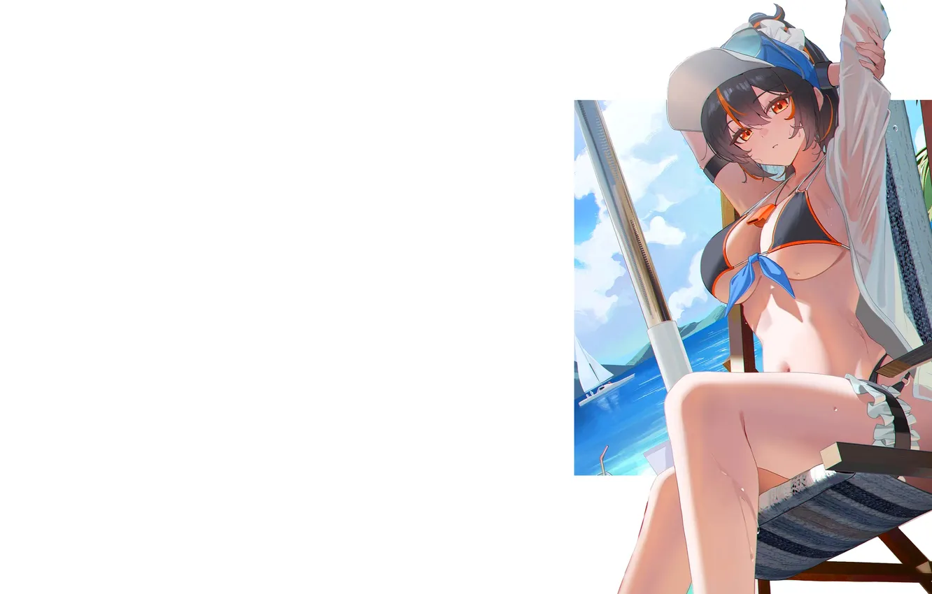 Photo wallpaper kawaii, girl, hot, sexy, beach, legs, hat, boobs