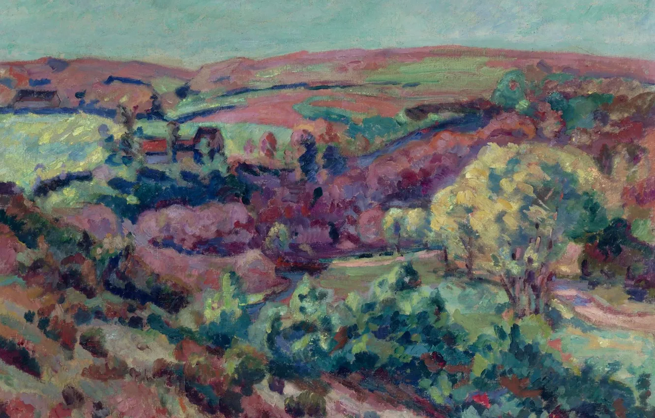 Photo wallpaper landscape, picture, Arman Hyomin, Armand Guillaumin, Landscape. View Facing from Charraud Bridge