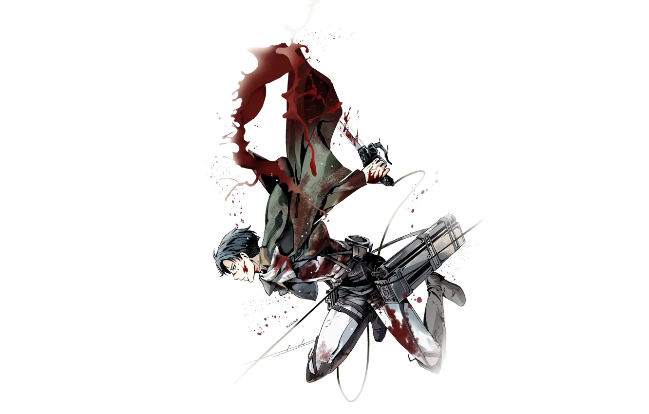 Photo wallpaper weapons, blood, art, cloak, Shingeki no Kyojin, Attack Of The Titans, Levi Ackerman, Corporal Levi
