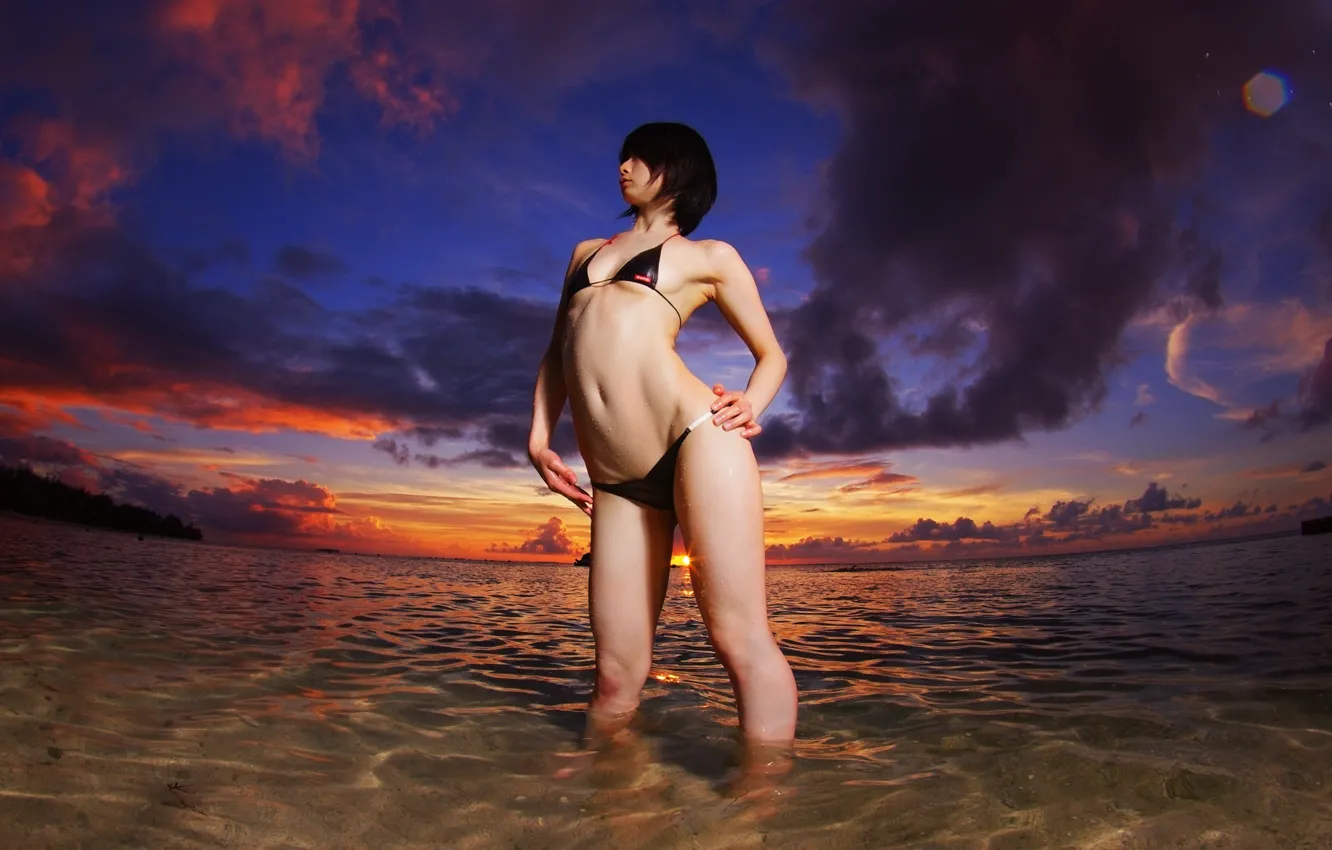 Photo wallpaper beach, asian, bikini