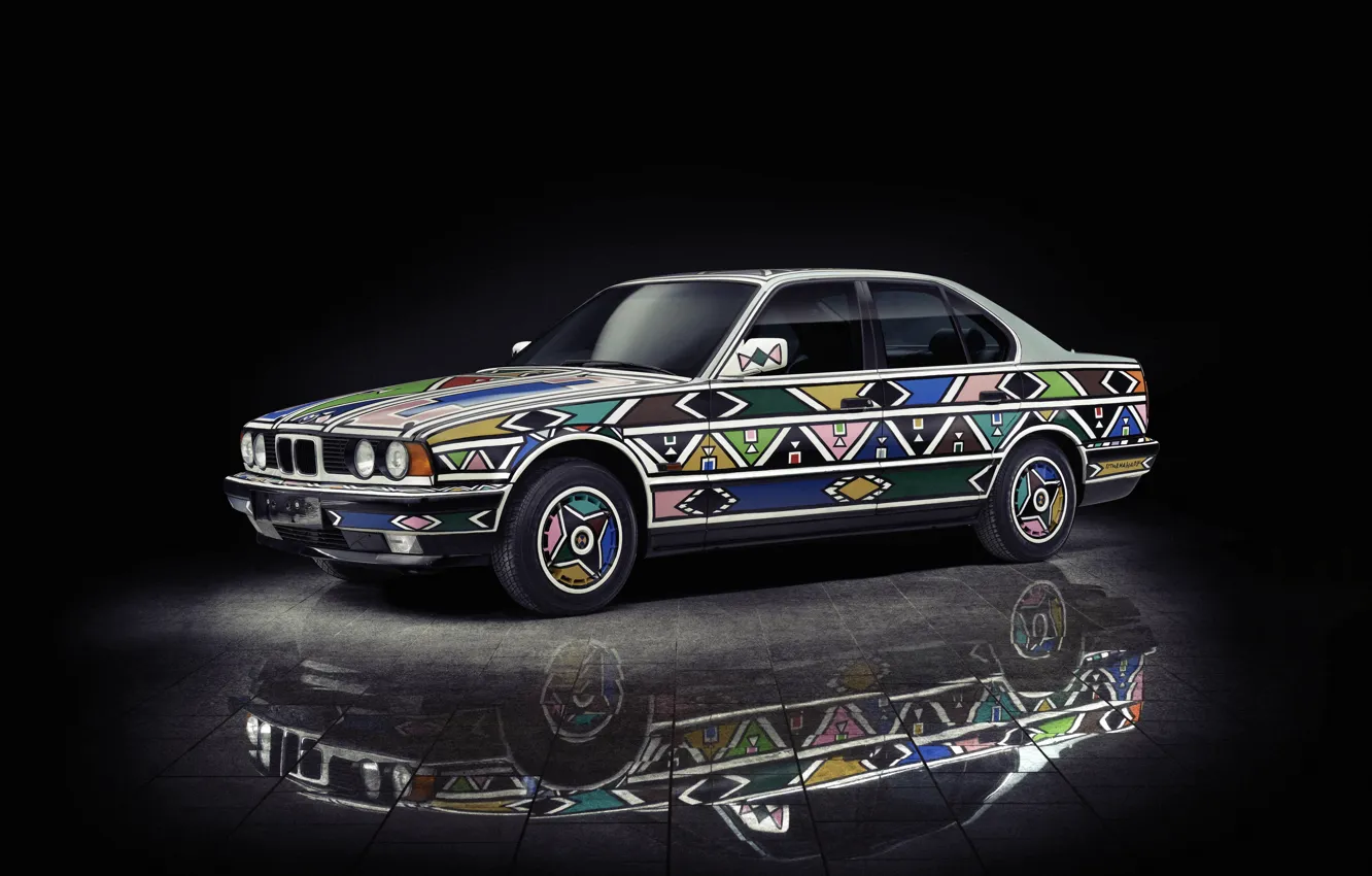 Photo wallpaper BMW, E34, 5 Series, BMW 525i Art Car by Esther Mahlangu