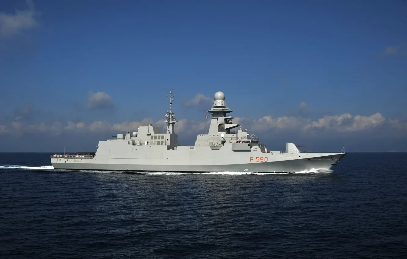 Photo wallpaper cloud, warship, flag, kumo, frigate, Carlo Bergamini, FREMM class, Aquitaine class