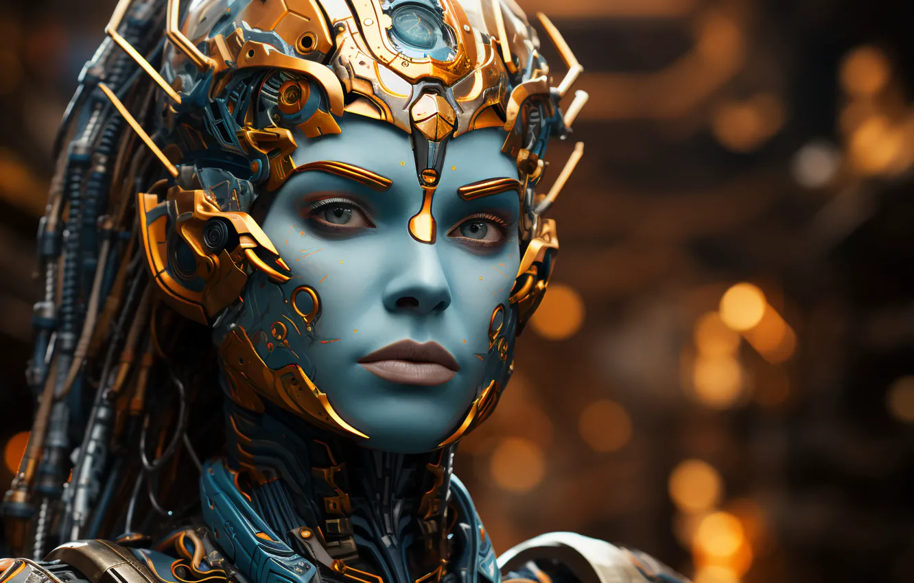 Photo wallpaper machine, face, wire, mechanism, robot, head, device, cyborg